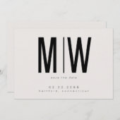 Beige Lg. Monogram Wedding Save the Date (Vorne/Hinten)