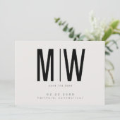 Beige Lg. Monogramm Hochzeit Save the Date (Stehend Vorderseite)
