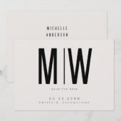 Beige Lg. Monogramm Hochzeit Save the Date (Vorne/Hinten)