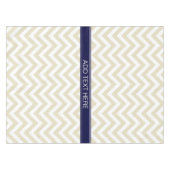 Beige Lg Zickzack Navy Blue Name Monogram Tischdecke (Vorderseite (Horizontal))