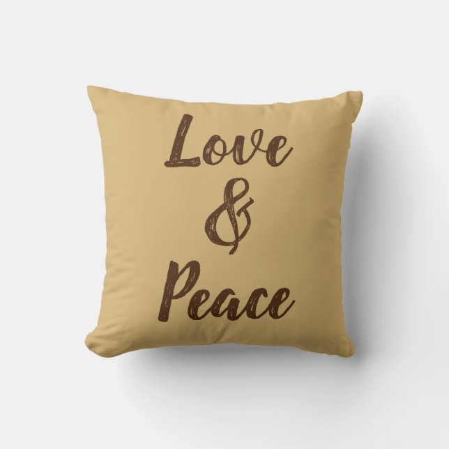 Beige Liebe & Peace Throw Kissen (Vorderseite)