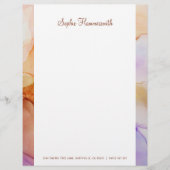 Beige Lila Abstraktes Papier mit Namen für Schreib Briefbogen (Vorderseite)
