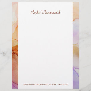 Beige Lila Abstraktes Papier mit Namen für Schreib Briefbogen