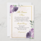Beige Lila Blume Quinceanera Einladung (Vorderseite)