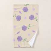 Beige Lila Rose Floral Boho Botanisches Muster Badhandtuch Set (Handtuch)