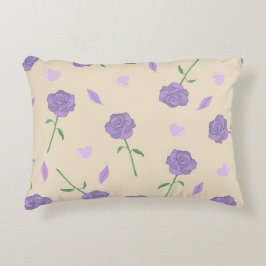 Beige Lila Rose Floral Boho Botanisches Muster Dekokissen