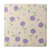Beige Lila Rose Floral Boho Botanisches Muster Fliese (Vorderseite)