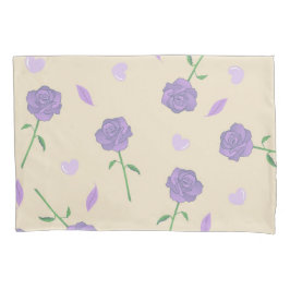 Beige Lila Rose Floral Boho Botanisches Muster Kissenbezug