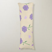 Beige Lila Rose Floral Boho Botanisches Muster Seitenschläferkissen (Vorderseite Vertikal)