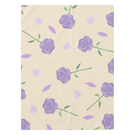 Beige Lila Rose Floral Boho Botanisches Muster Tischdecke (Vorderseite)