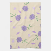 Beige Lila tropische Flora Botanisch Geschirrtuch (Vertikal)