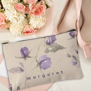 Beige Lila Wildblumen Zubehörtasche