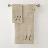 Beige Limon Wash Luxury Monogram Badhandtuch Set (Insitu)