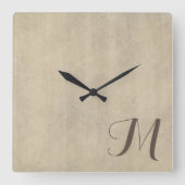 Beige Limon Wash Luxury Monogram Quadratische Wanduhr (Vorderseite)