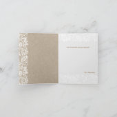 Beige Linen Burlap & White Floral Lace 2 Einladung (Innenseite)