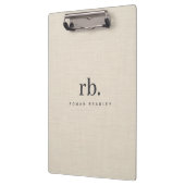 Beige Linen Creme Texture Einfache Elegante Monogr Klemmbrett (Links)