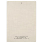 Beige Linen Creme Texture Einfache Elegante Monogr Klemmbrett (Rückseite)
