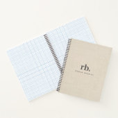 Beige Linen Creme Texture Einfache Elegante Monogr Notizblock (Innenseite)