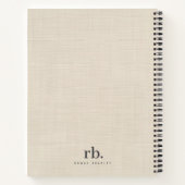 Beige Linen Creme Texture Einfache Elegante Monogr Notizblock (Rückseite)