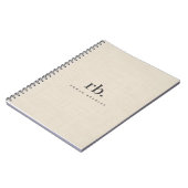 Beige Linen Creme Texture Einfache Elegante Monogr Notizblock (Linke Seite)
