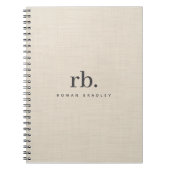 Beige Linen Creme Texture Einfache Elegante Monogr Notizblock (Vorderseite)