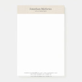 Beige Linen Creme Texture Einfache Elegante Monogr Post-it Klebezettel (Vorderseite)