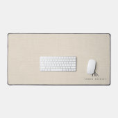 Beige Linen Creme Texture Einfache Elegante Monogr Schreibtischunterlage (Tastatur & Maus)