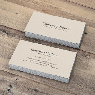 Beige Linen Creme Texture Einfache Elegante Monogr Visitenkarte