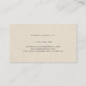 Beige Linen Creme Texture Einfache Elegante Monogr Visitenkarte (Rückseite)