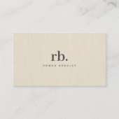 Beige Linen Creme Texture Einfache Elegante Monogr Visitenkarte (Vorderseite)