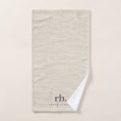 Beige Linen Creme Texture Simple Elegant Monogram Badhandtuch Set (Handtuch)
