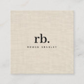 Beige Linen Fabric Effect Elegant QR Code Quadratische Visitenkarte (Vorderseite)