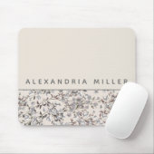 Beige Linen Floral | Personalisierter Name Mousepad (Mit Mouse)