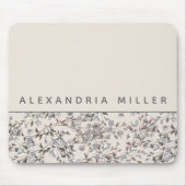 Beige Linen Floral | Personalisierter Name Mousepad (Vorne)