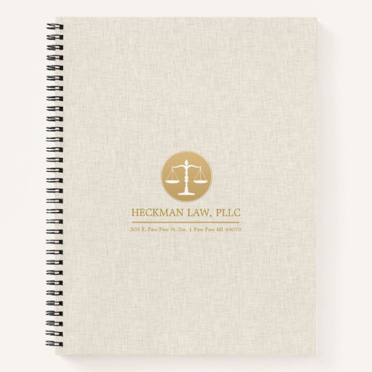 Beige Linen Gold Justice Logo Notizblock (Vorderseite)