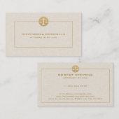 Beige Linen & Gold-Logo und Typografie Visitenkarte (Vorne/Hinten)