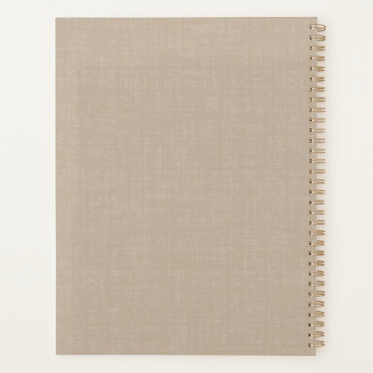 Beige Linen Gold Monogram Appointing Book Planer (Rückseite)