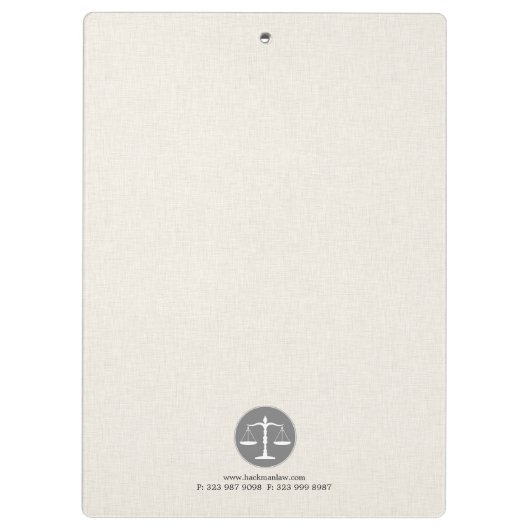 Beige Linen Grau Justice Logo Klemmbrett (Rückseite)