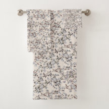 Beige Linen & Gray Dainty Floral Pattern