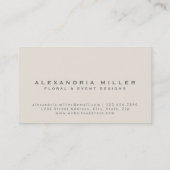 Beige Linen & Gray Elegantes Blumenmuster Visitenkarte (Rückseite)