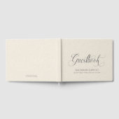 Beige Linen Gray Guestbook Script Typografie Gästebuch (Voll)