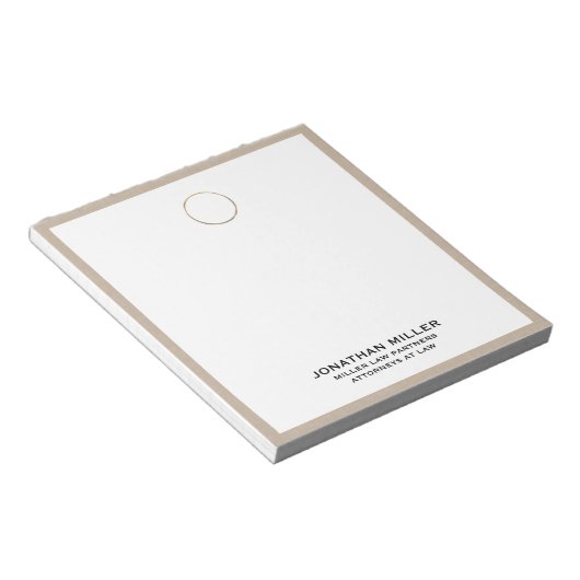 Beige Linen Legal Notepad Notizblock (angewinkelt)