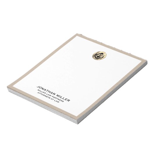 Beige Linen Legal Notepad Notizblock (Rotiert)