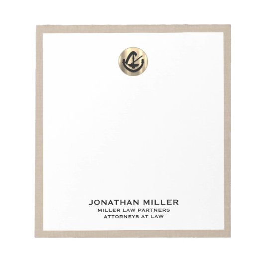 Beige Linen Legal Notepad Notizblock (Vorderseite)