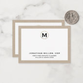 Beige Linen Luxury Gold Erstlogo Mitteilungskarte (Vorderseite/Rückseite Beispiel)