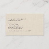 Beige Linen Minimal Monogram Clean Professional Visitenkarte (Rückseite)