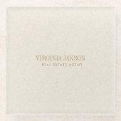 Beige Linen Monogram Glasuntersetzer (Vorderseite)