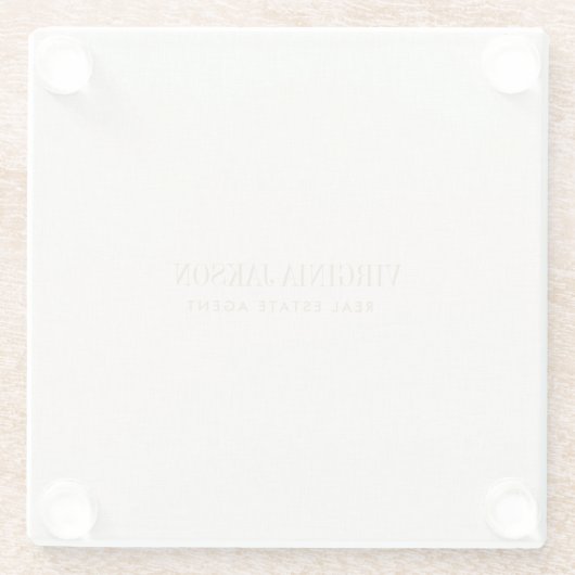 Beige Linen Monogram Glasuntersetzer (Rückseite)