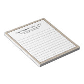 Beige Linen Name Name Unternehmen Notepad Notizblock (angewinkelt)
