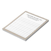 Beige Linen Name Name Unternehmen Notepad Notizblock (Rotiert)